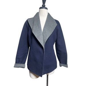 Talbots Navy Wool Fleece Jacket Blazer Size Small